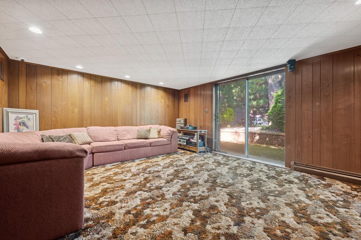 Interior, Living room, Recessed Lighting, Wooden Walls
