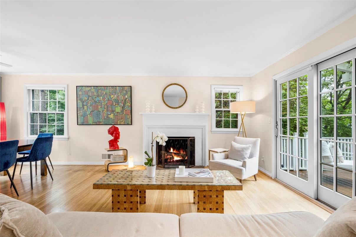 Dining room, Fireplace, Interior, Living room, Wood Texture Flooring