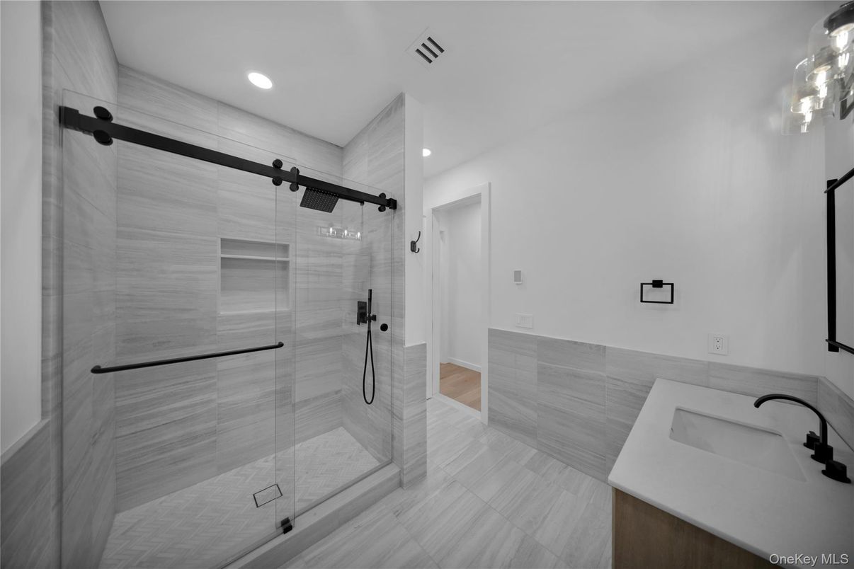Bathroom, Glass Shower, Interior, Recessed Lighting