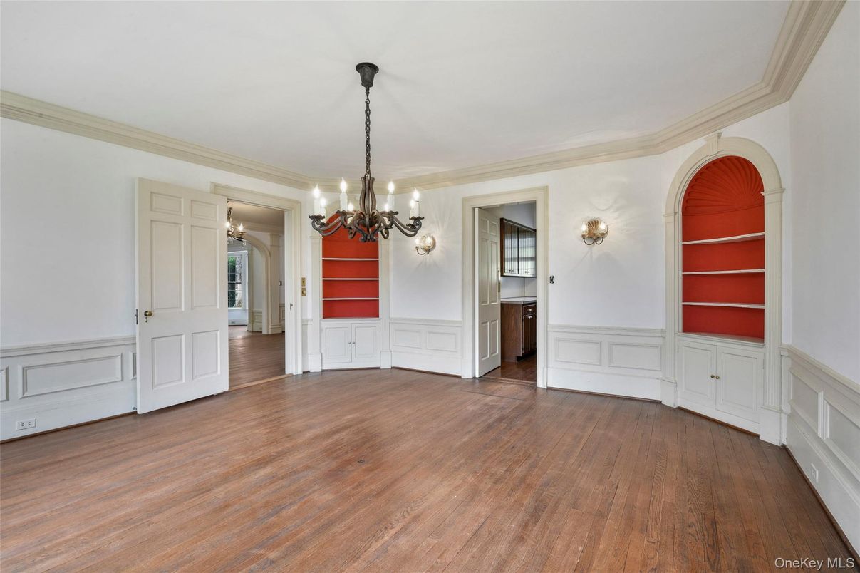 Chandelier, Empty room, Interior, Wood Texture Flooring