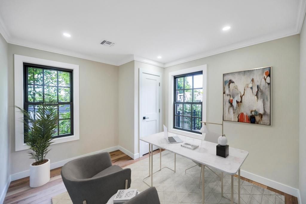 Home Office, Interior, Recessed Lighting, Wood Texture Flooring