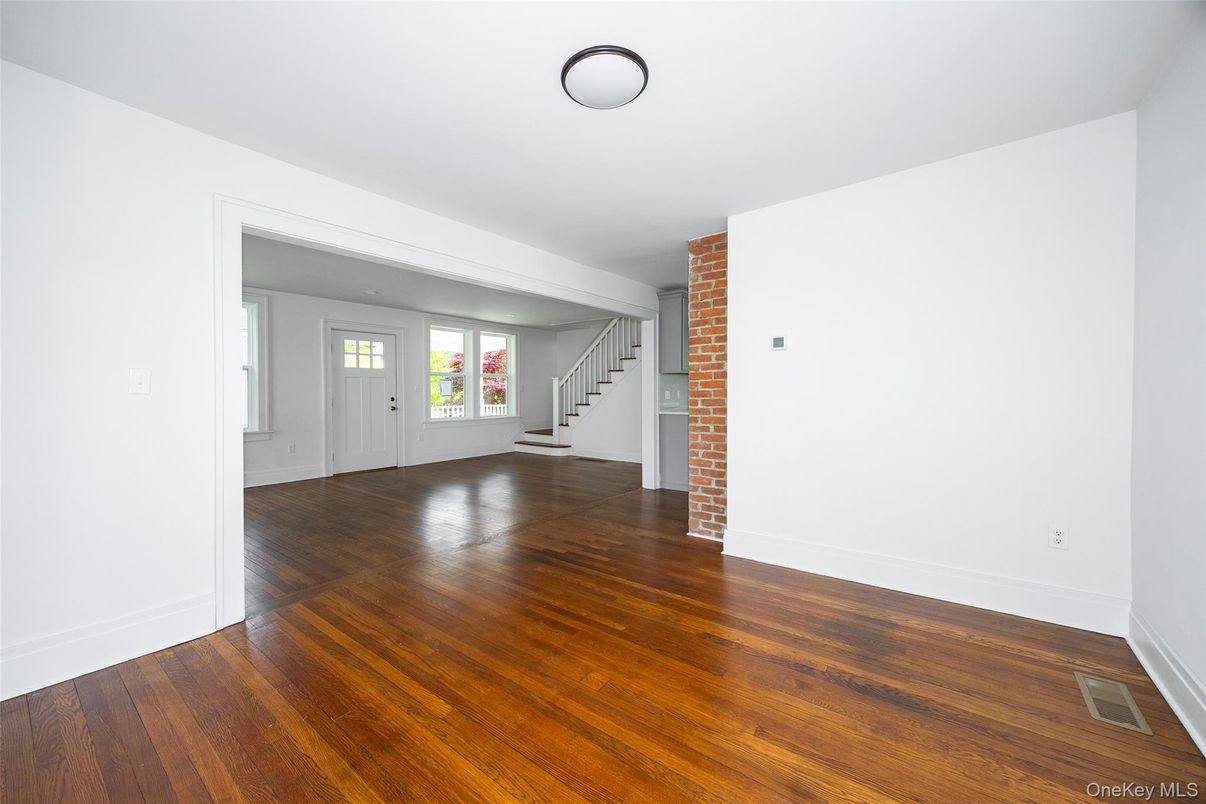 Empty room, Interior, Stone Walls, Wood Texture Flooring