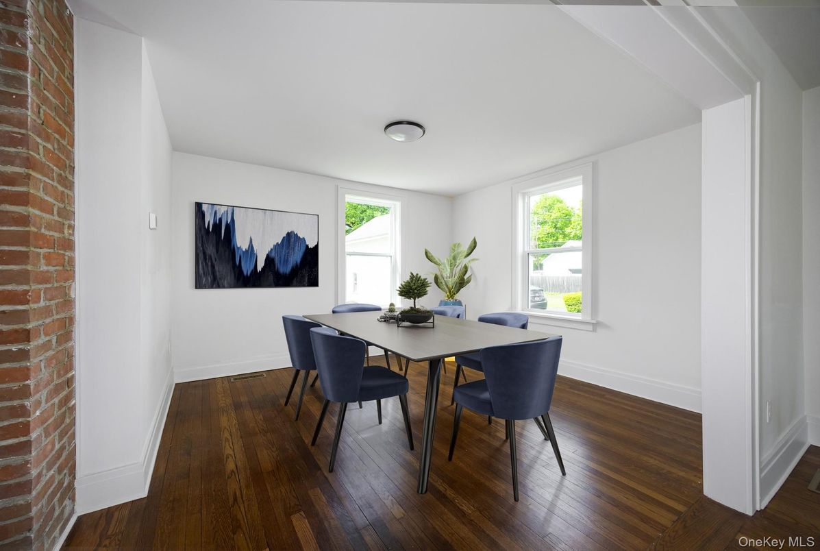 Dining room, Interior, Stone Walls, Wood Texture Flooring