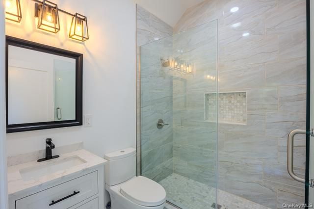Bathroom, Glass Shower, Interior, Marble Walls, Recessed Lighting