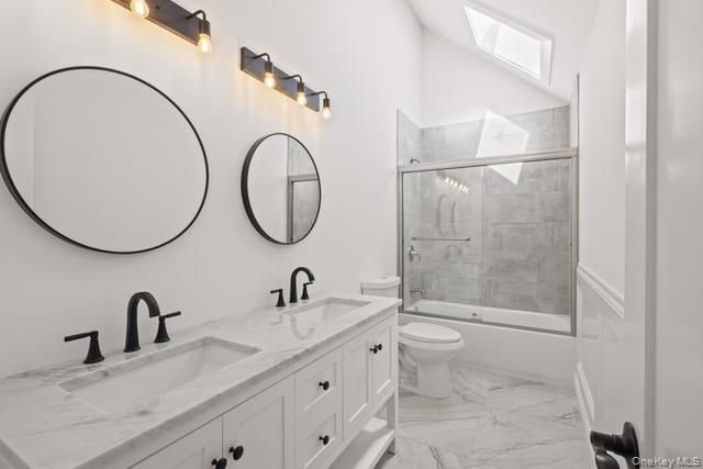 Bathroom, Dual Sink Vanities, Glass Shower, Interior, Marble