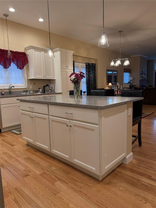 Interior, Kitchen, Pendant Lights, Recessed Lighting, Wood Texture Flooring