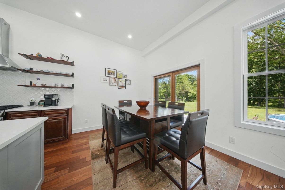 Dining room, Interior, Kitchen, Recessed Lighting, Wood Texture Flooring