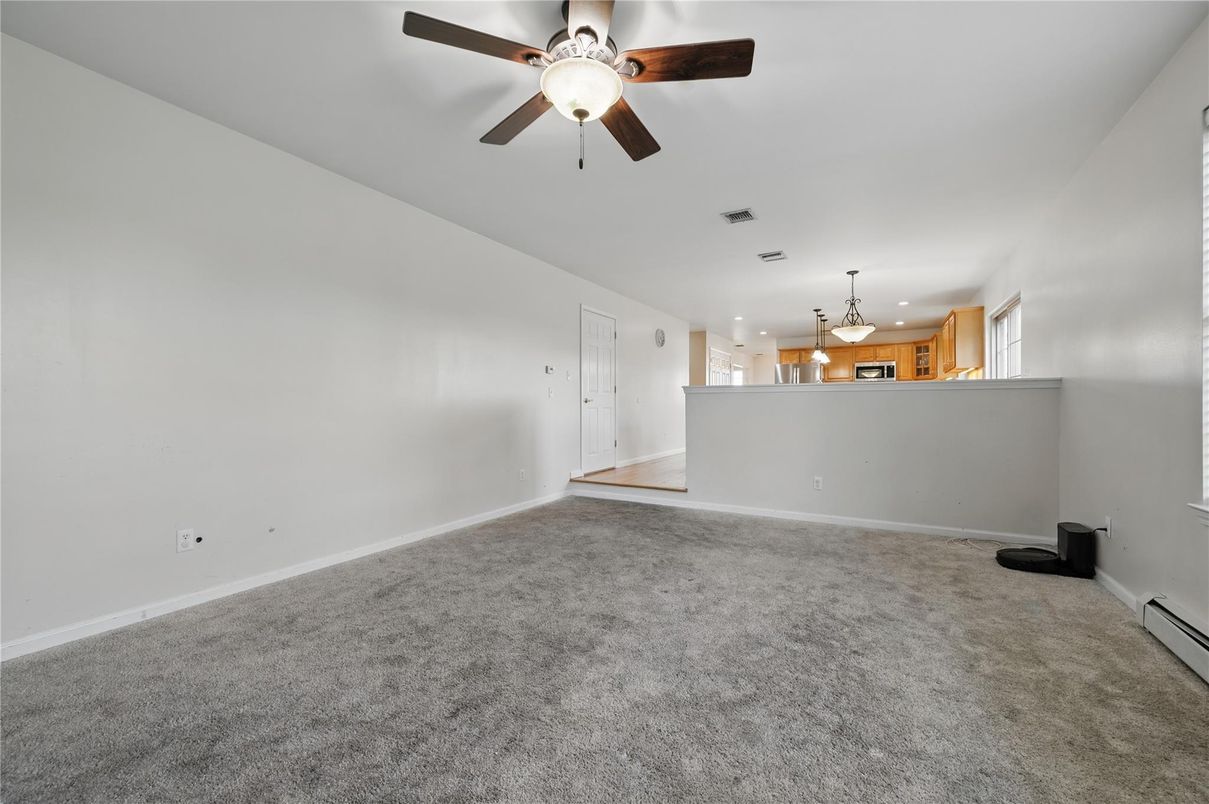 Empty room, Interior, Kitchen, Pendant Lights