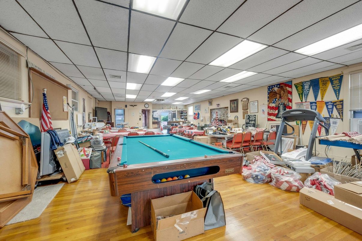 Billiard Table, Fitness Equipment, Game Room, Interior, Recessed Lighting, Wood Texture Flooring