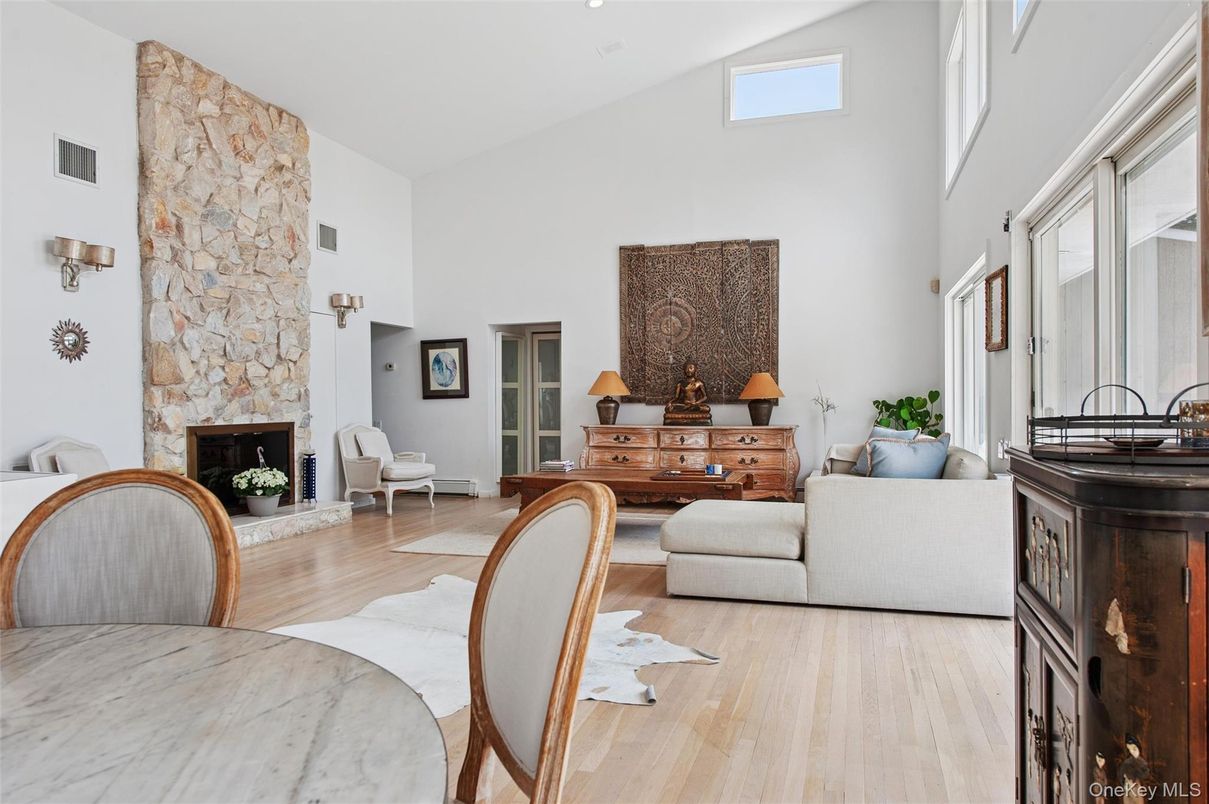 Fireplace, Interior, Living room, Stone Walls, Wood Texture Flooring