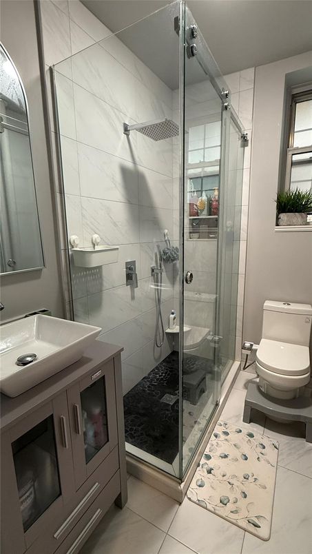 Bathroom, Glass Shower, Interior, Marble Walls