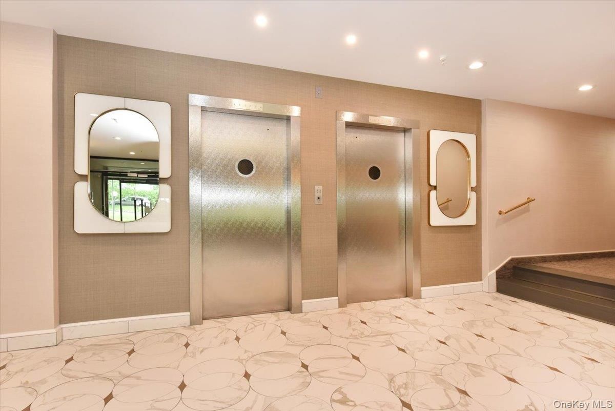 Elevator, Interior, Marble, Recessed Lighting