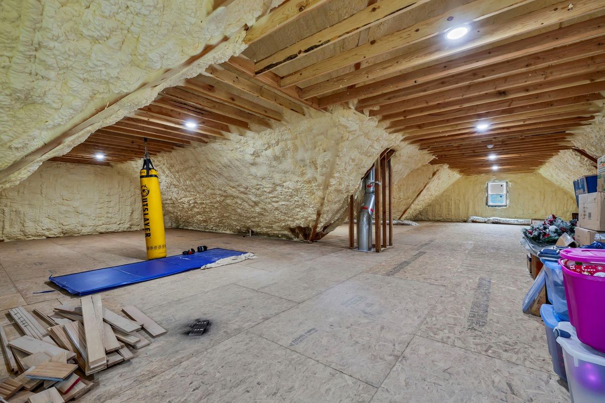 Interior, Recessed Lighting, Stone Walls, Wooden Beams