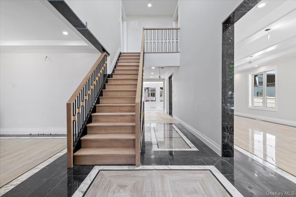 Interior, Marble, Recessed Lighting, Wood Texture Flooring