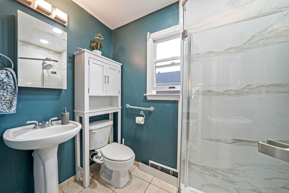 Bathroom, Glass Shower, Interior, Recessed Lighting