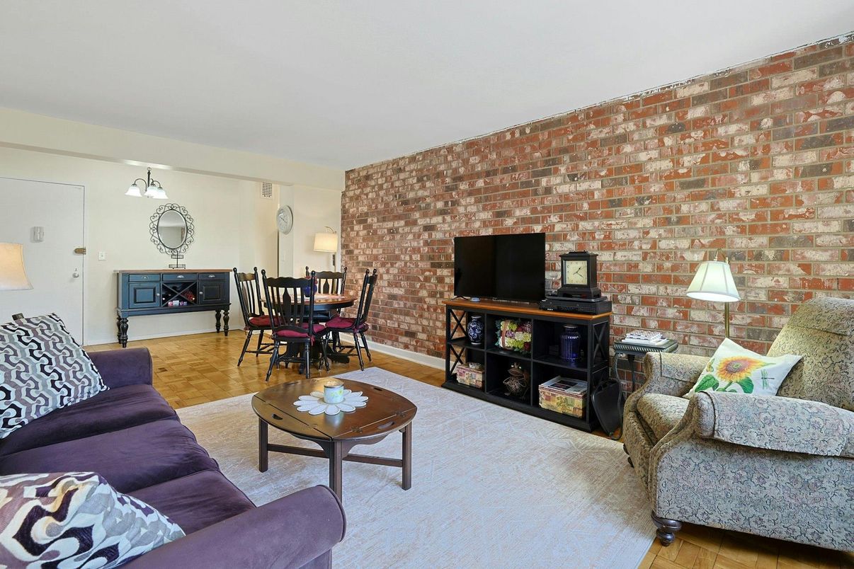 Dining room, Interior, Living room, Stone Walls, Wood Texture Flooring