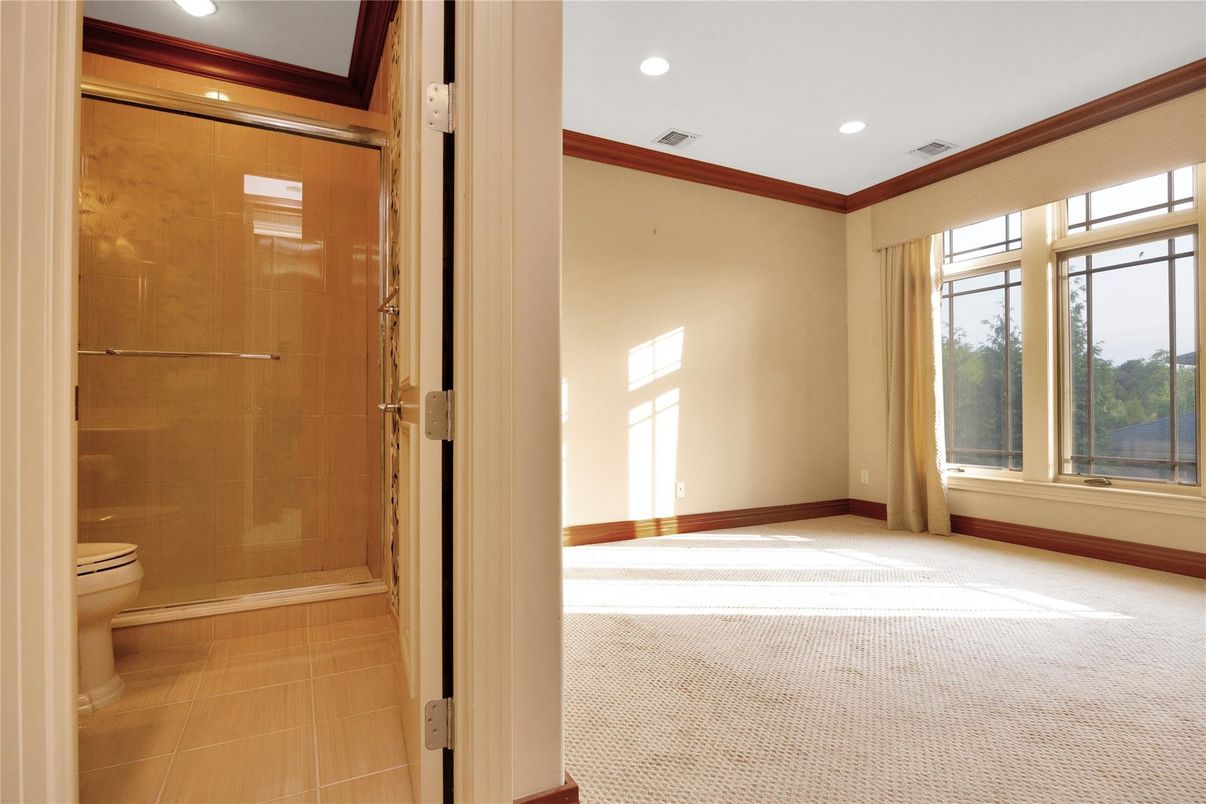 Bathroom, Glass Shower, Interior, Recessed Lighting