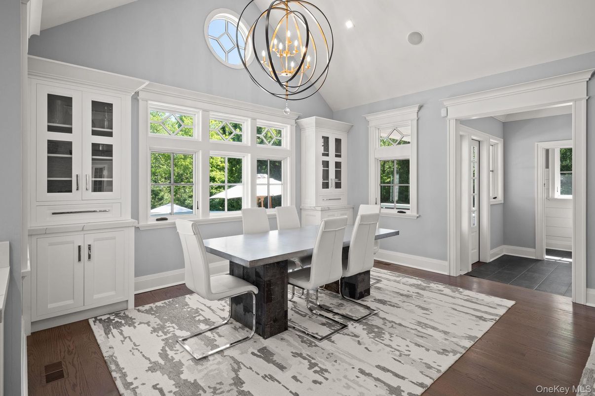Chandelier, Dining room, Interior, Pendant Lights, Wood Texture Flooring