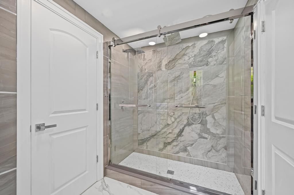 Bathroom, Glass Shower, Interior, Marble, Marble Walls