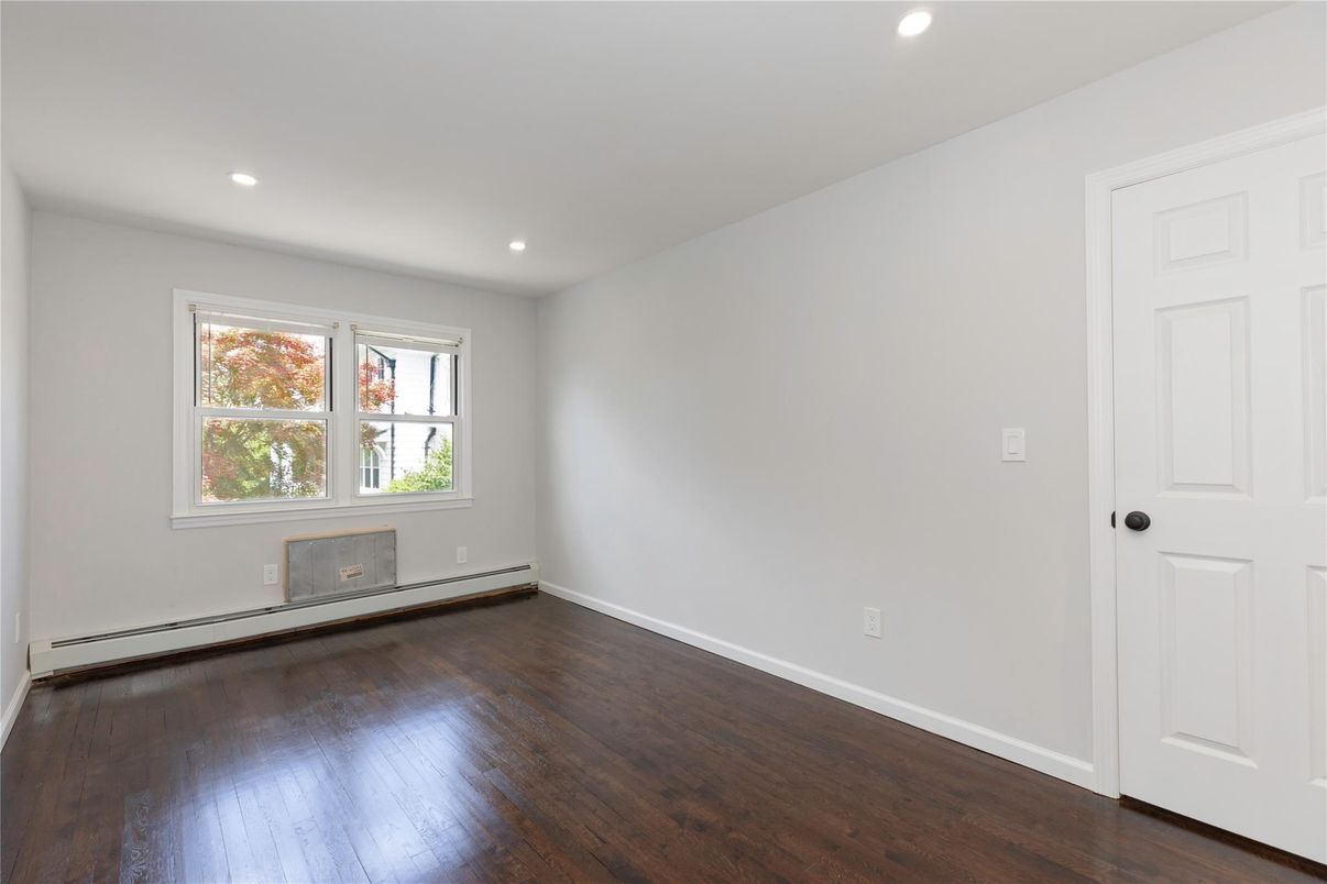 Empty room, Fireplace, Interior, Recessed Lighting, Wood Texture Flooring