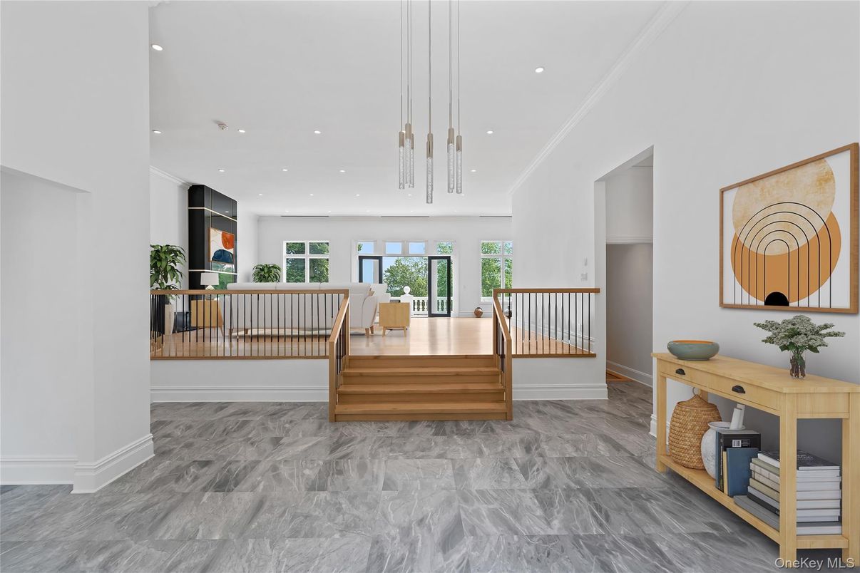 Home Office, Interior, Marble, Pendant Lights, Recessed Lighting