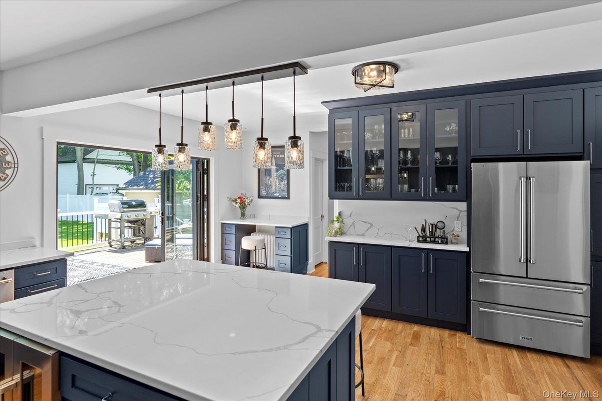 Interior, Kitchen, Pendant Lights, Wood Texture Flooring