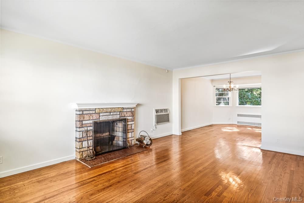 Chandelier, Empty room, Fireplace, Interior, Wood Texture Flooring