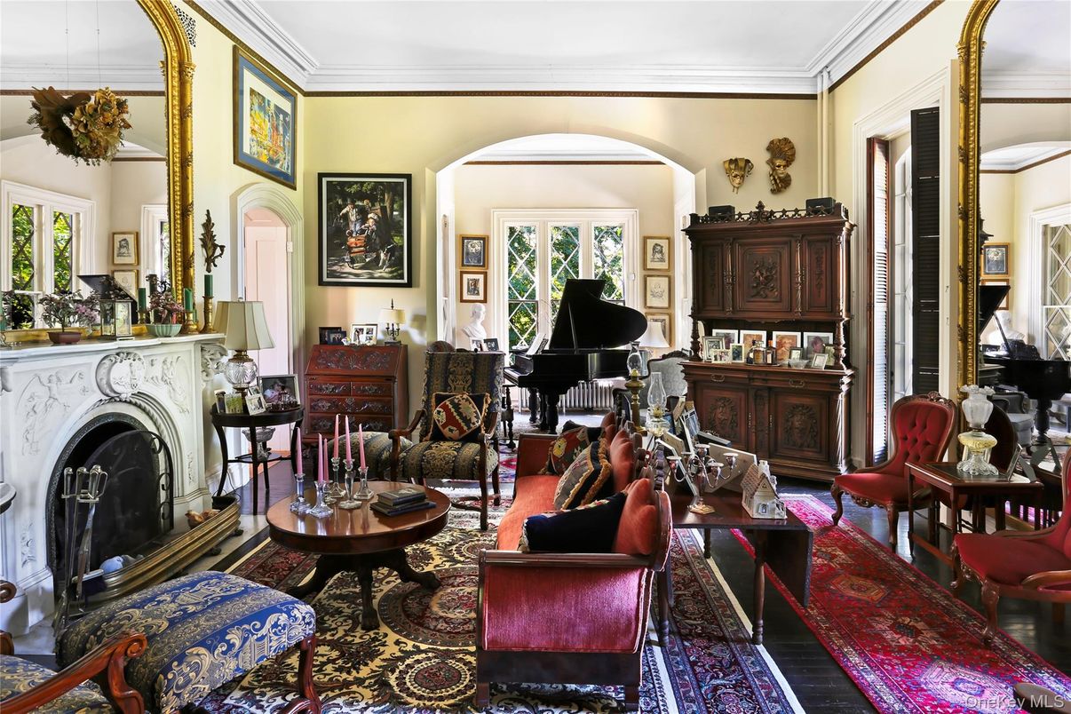 Fireplace, Interior, Living room, Piano