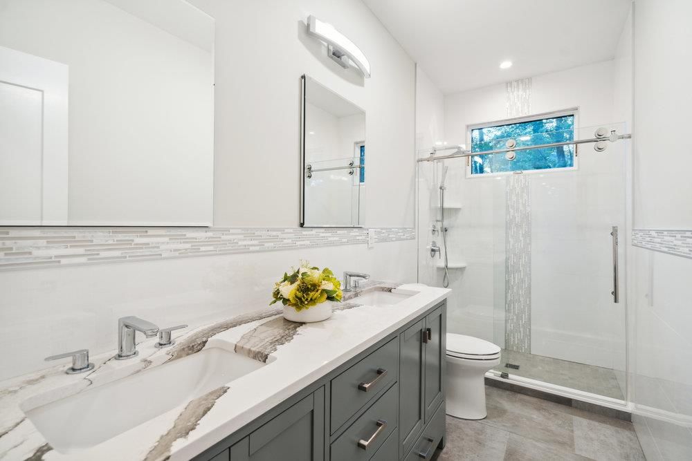 Bathroom, Dual Sink Vanities, Glass Shower, Interior, Recessed Lighting