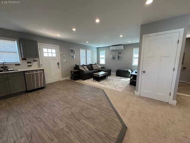 Interior, Kitchen, Living room, Recessed Lighting, Stainless Steel Appliances, Wood Texture Flooring