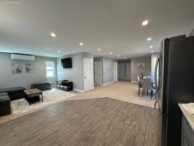 Dining room, Interior, Living room, Recessed Lighting, Wood Texture Flooring