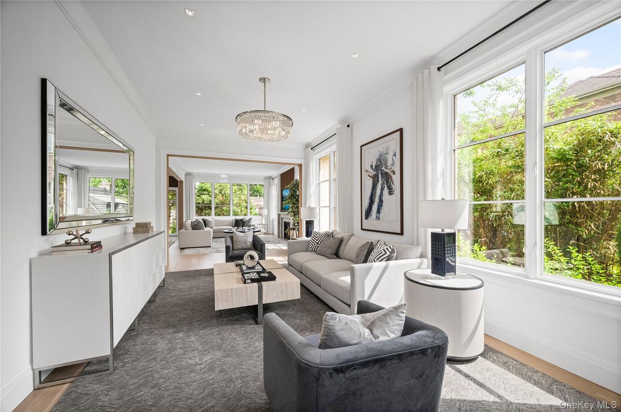 Chandelier, Interior, Living room, Recessed Lighting, Wood Texture Flooring