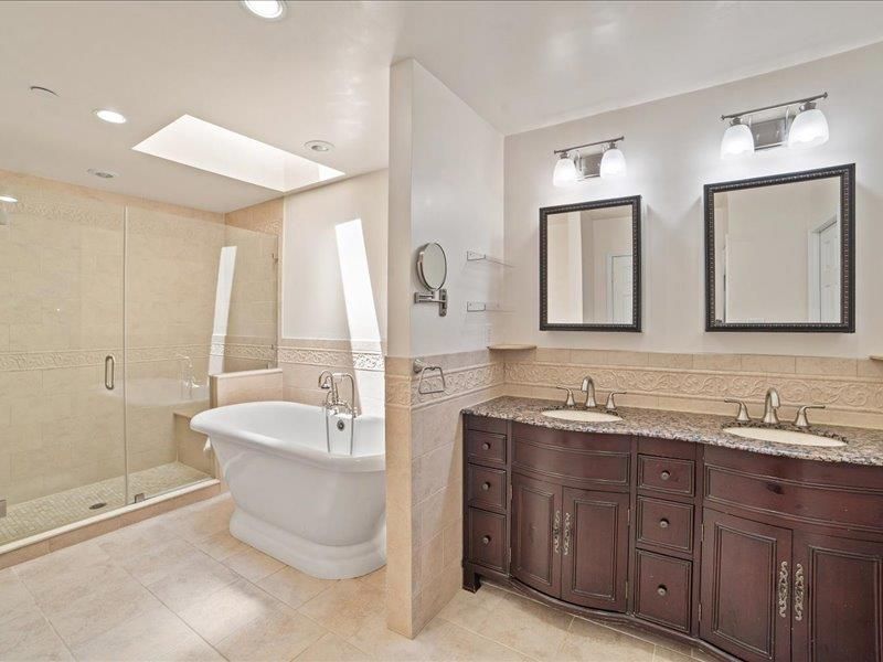 Bathroom, Dual Sink Vanities, Free Standing Baths, Glass Shower, Interior, Recessed Lighting