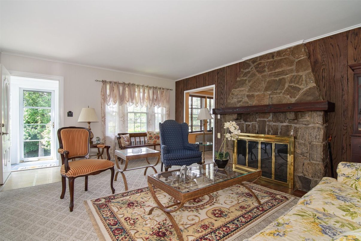 Fireplace, Interior, Living room, Stone Walls, Wooden Walls