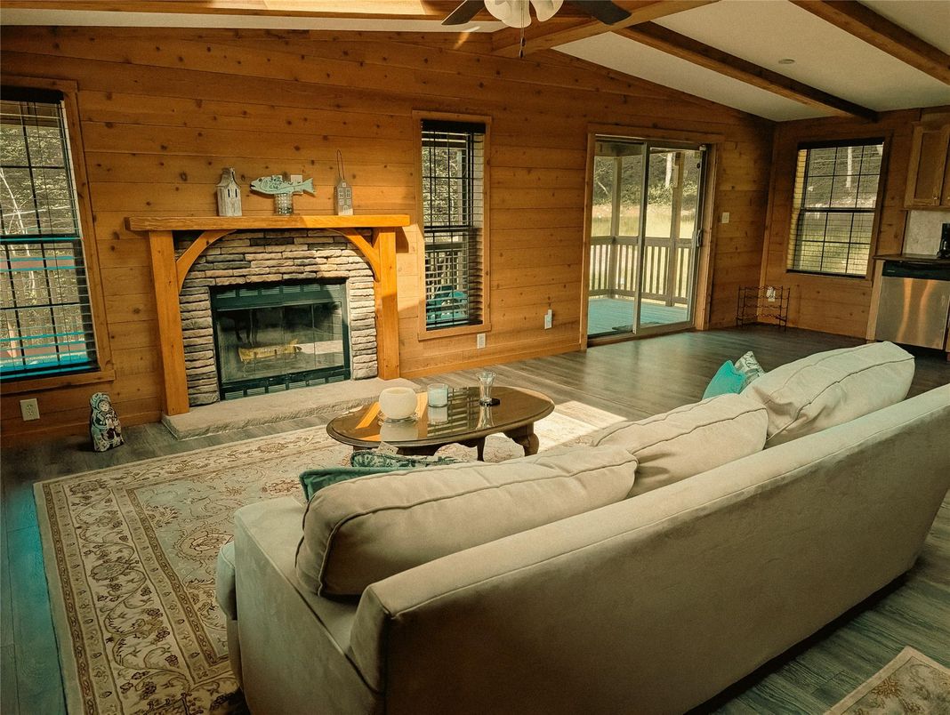 Fireplace, Interior, Living room, Wooden Beams, Wood Texture Flooring, Wooden Walls