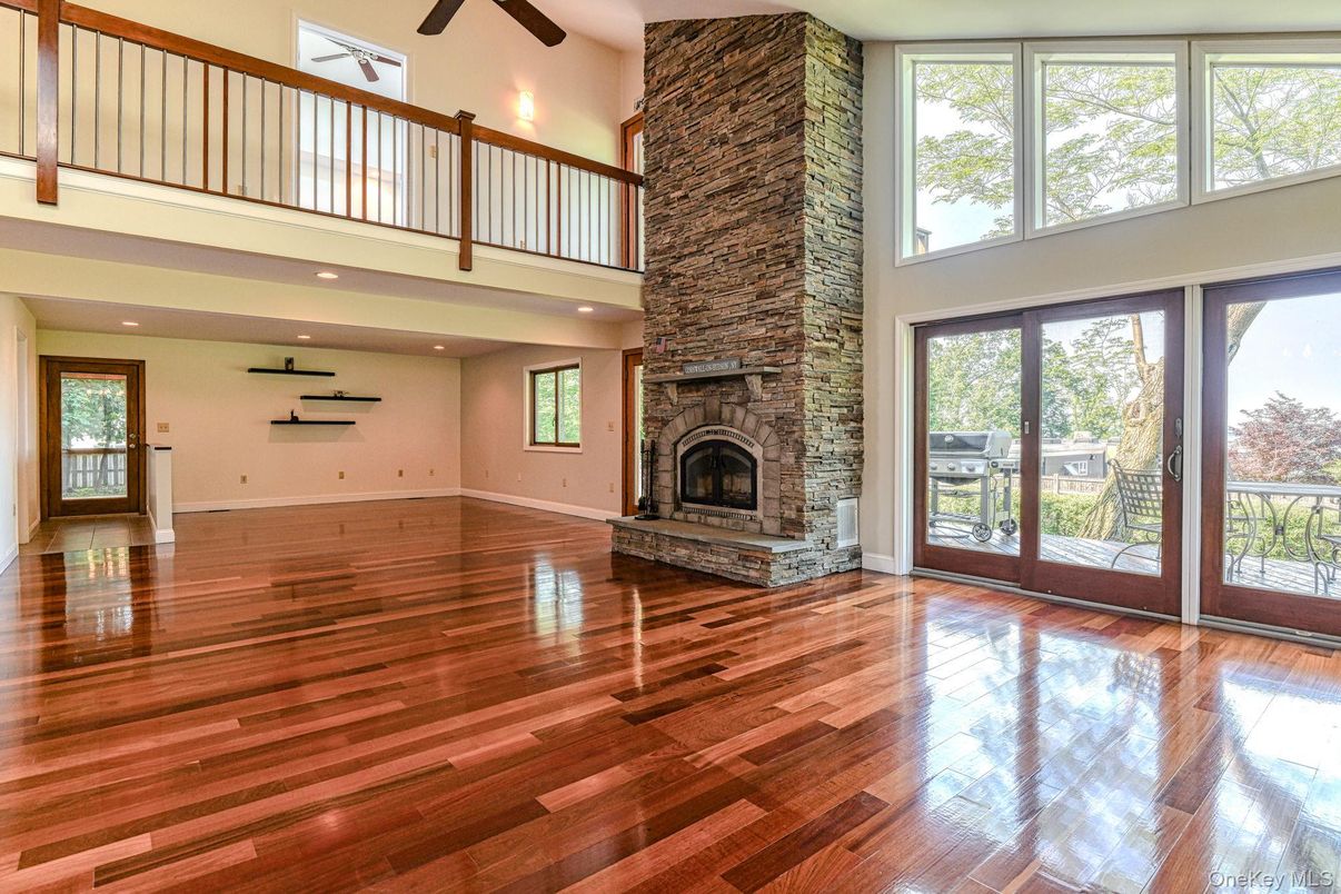 Fireplace, Interior, Recessed Lighting, Wood Texture Flooring