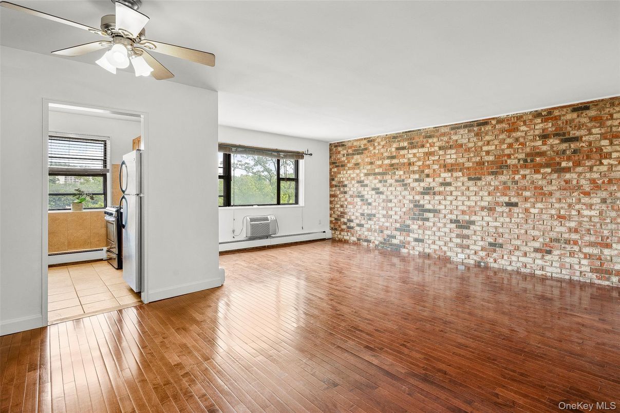Empty room, Interior, Stone Walls, Wood Texture Flooring