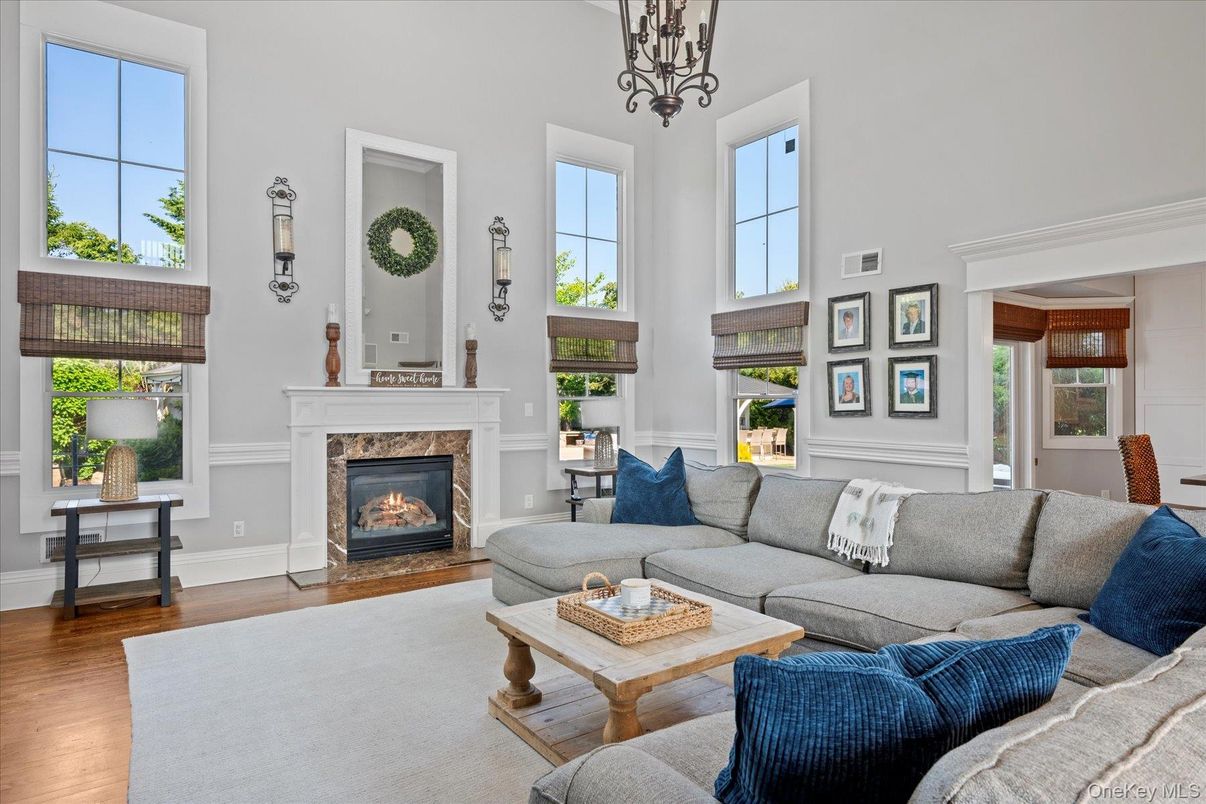 Chandelier, Fireplace, Interior, Living room, Wood Texture Flooring