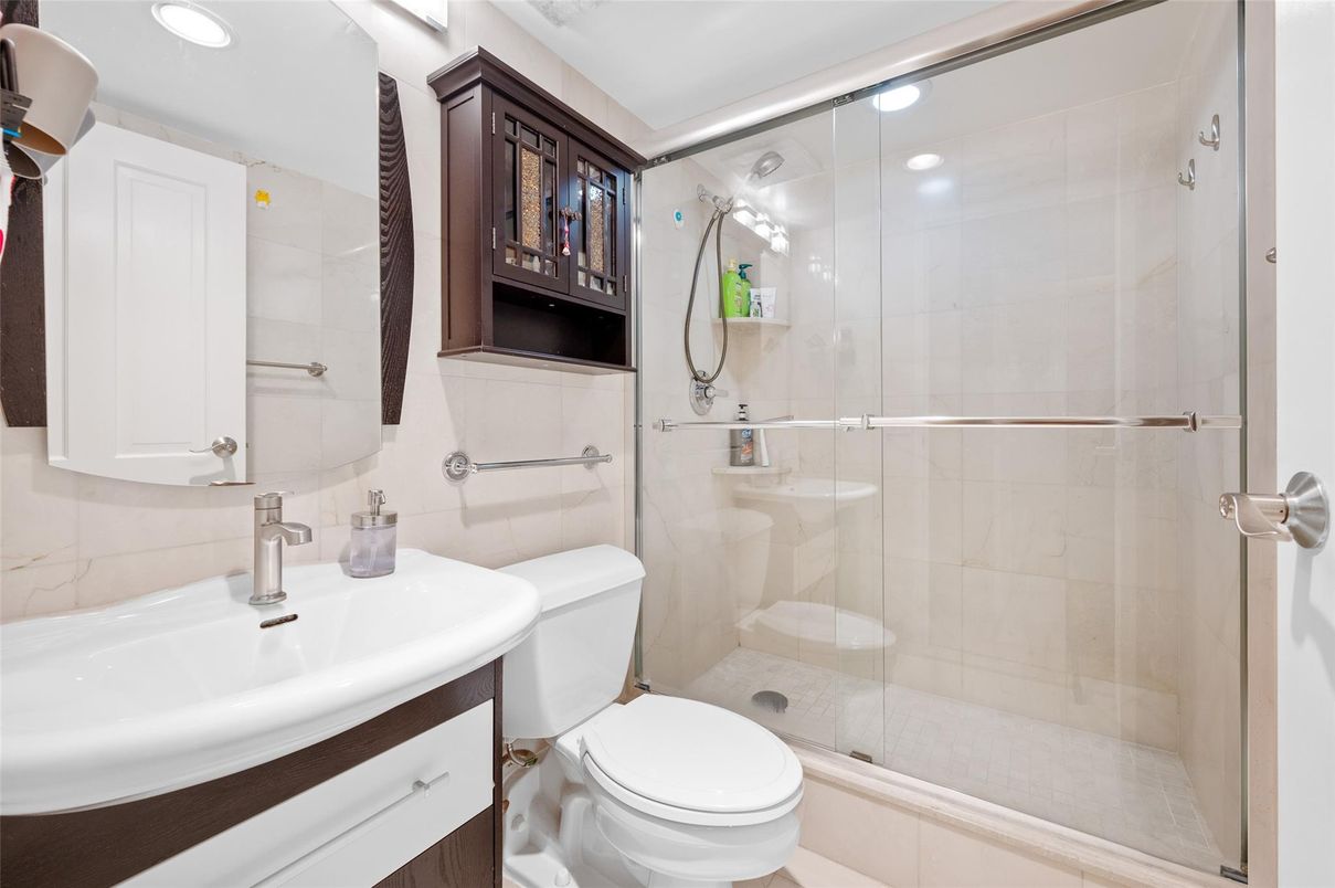 Bathroom, Glass Shower, Interior, Recessed Lighting