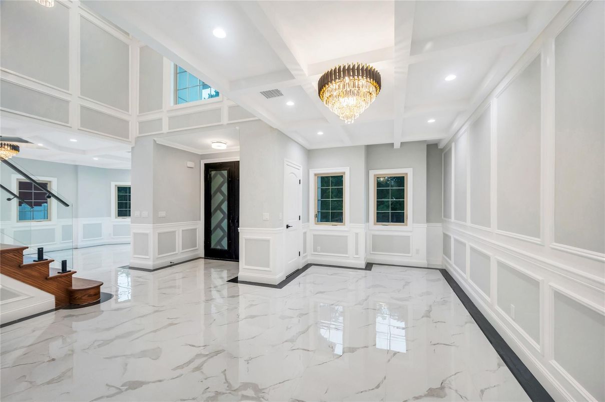 Chandelier, Interior, Marble, Recessed Lighting