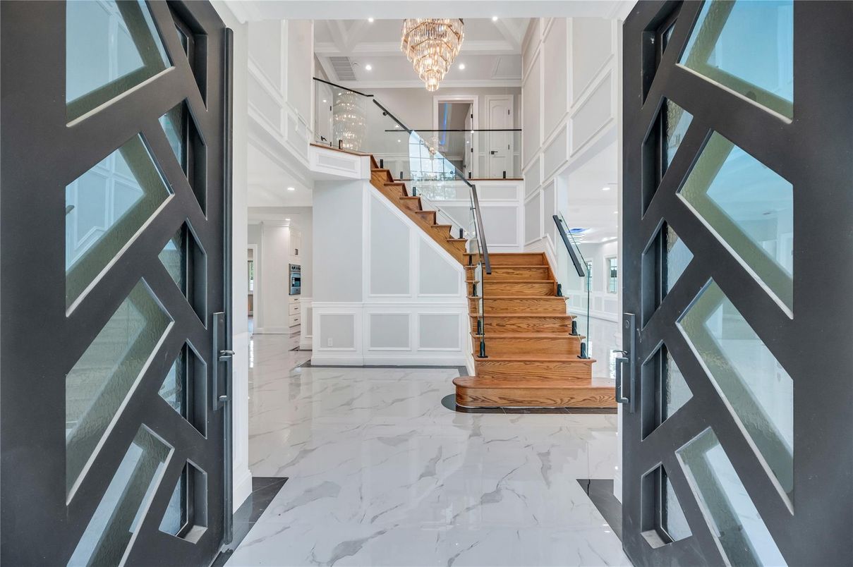 Chandelier, Interior, Marble, Recessed Lighting