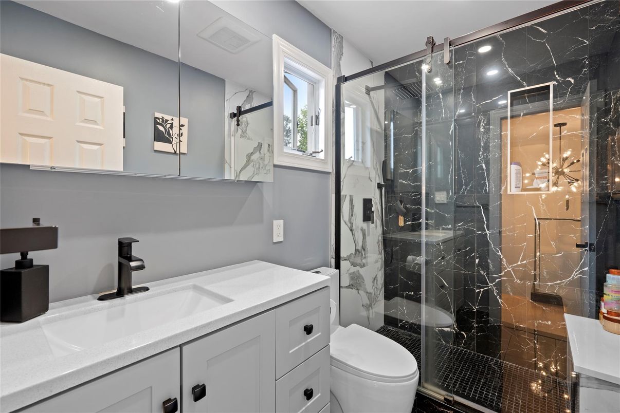 Bathroom, Glass Shower, Interior, Marble Walls