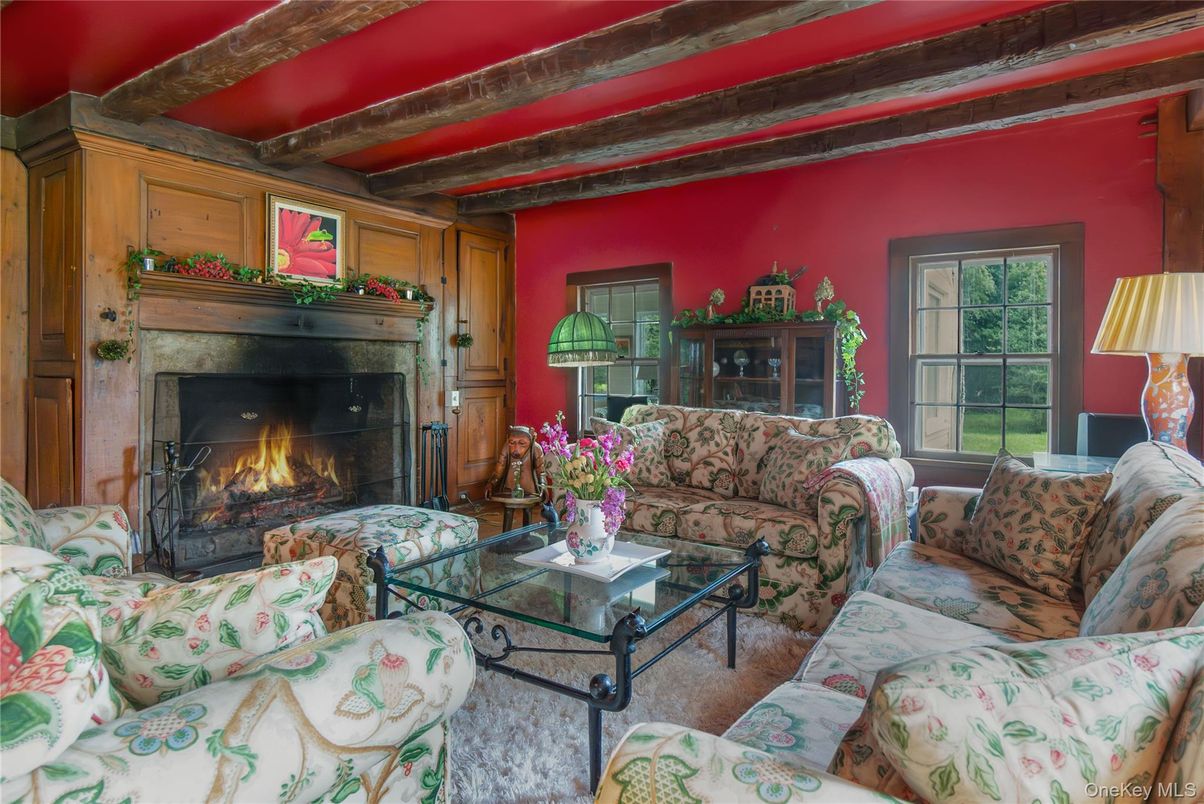 Fireplace, Interior, Living room, Wooden Beams
