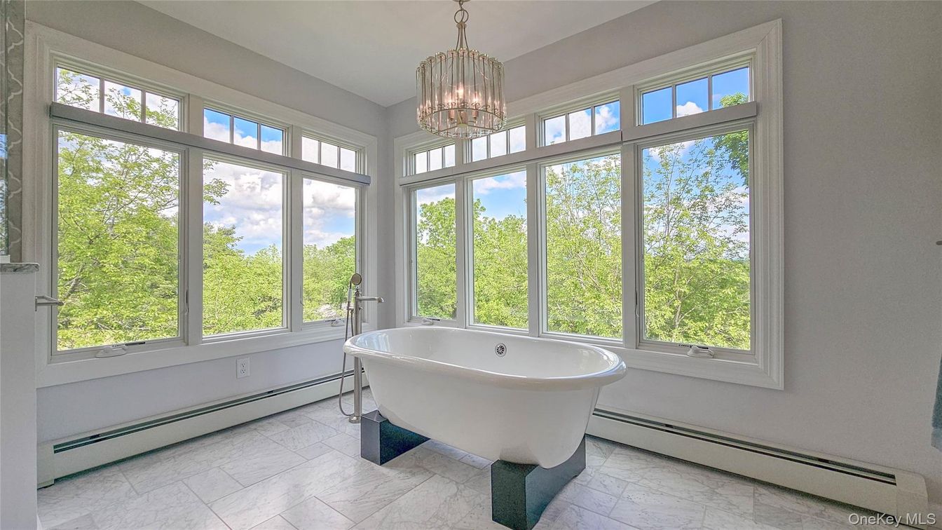 Bathroom, Chandelier, Free Standing Baths, Interior, Marble