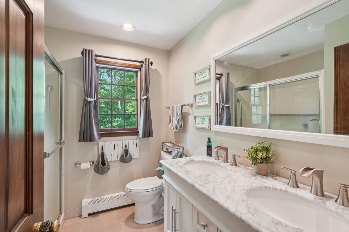 Bathroom, Dual Sink Vanities, Glass Shower, Interior, Recessed Lighting