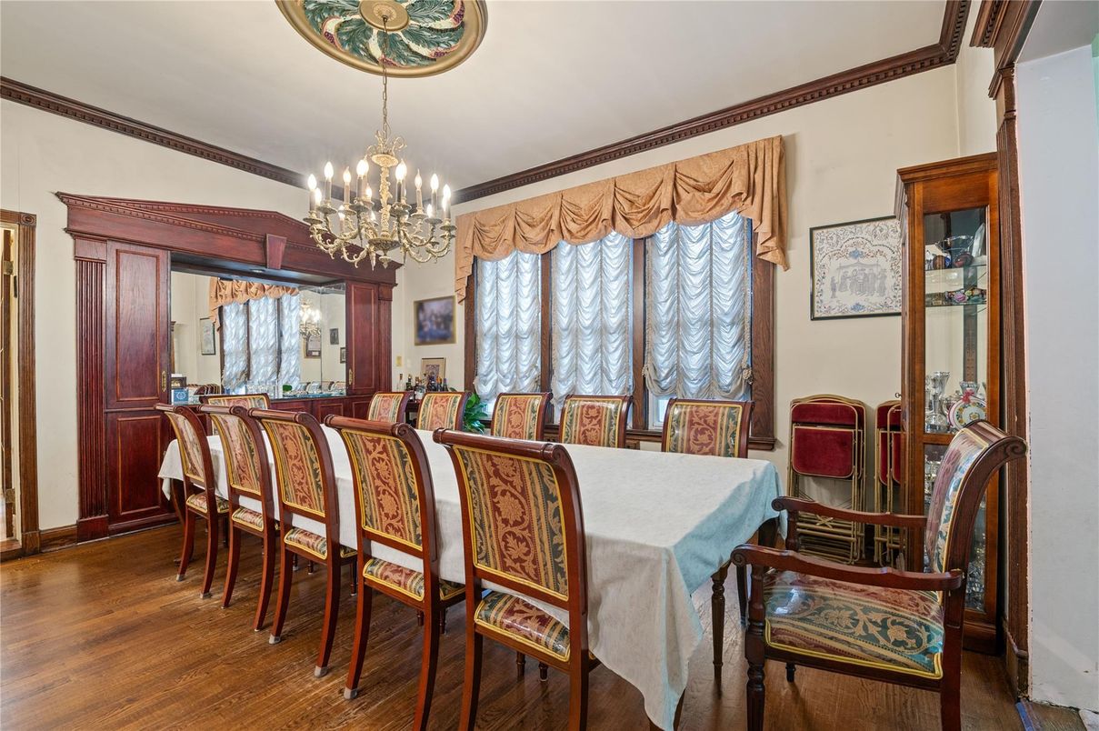 Chandelier, Dining room, Interior, Wood Texture Flooring