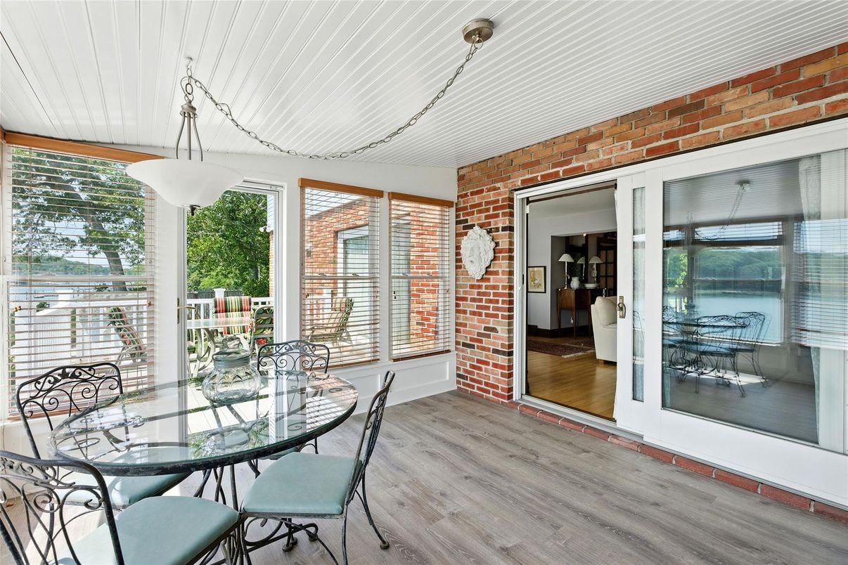 Dining room, Interior, Stone Walls, Wood Texture Flooring