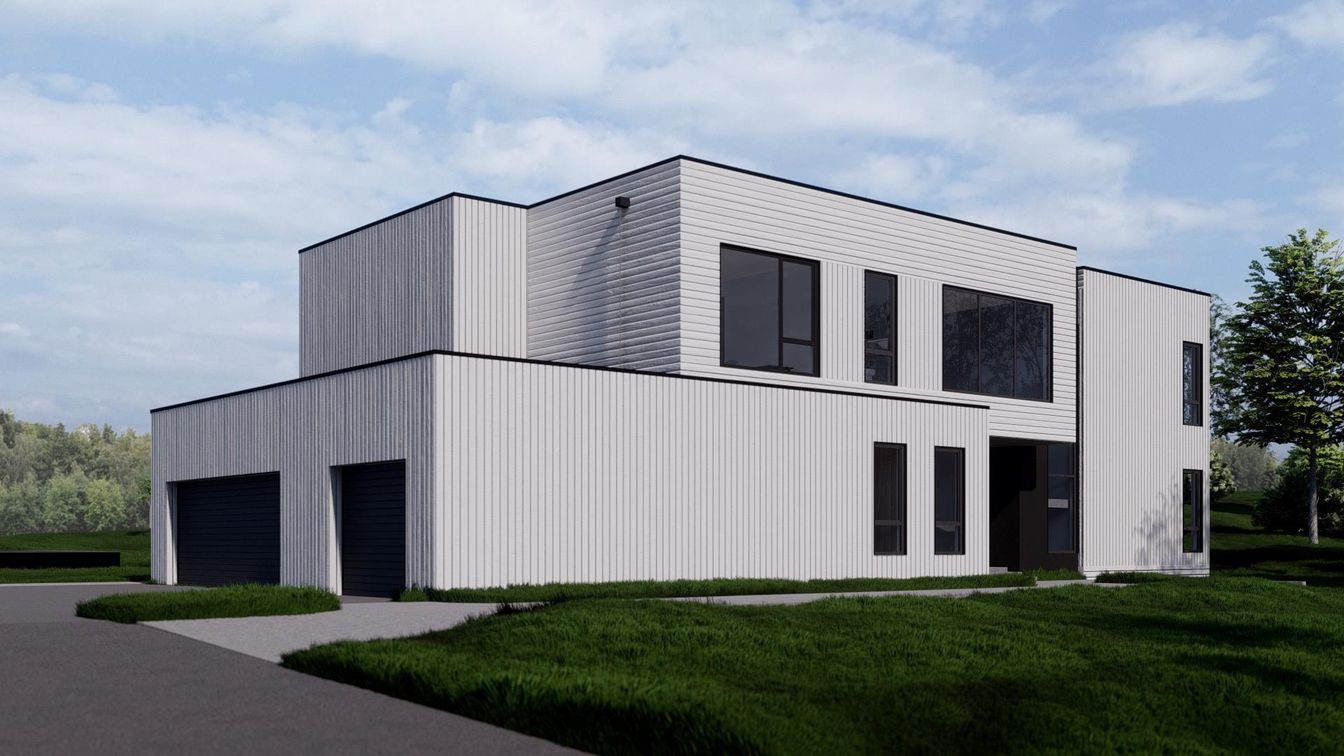 Attached, Exterior, Facade, Modern