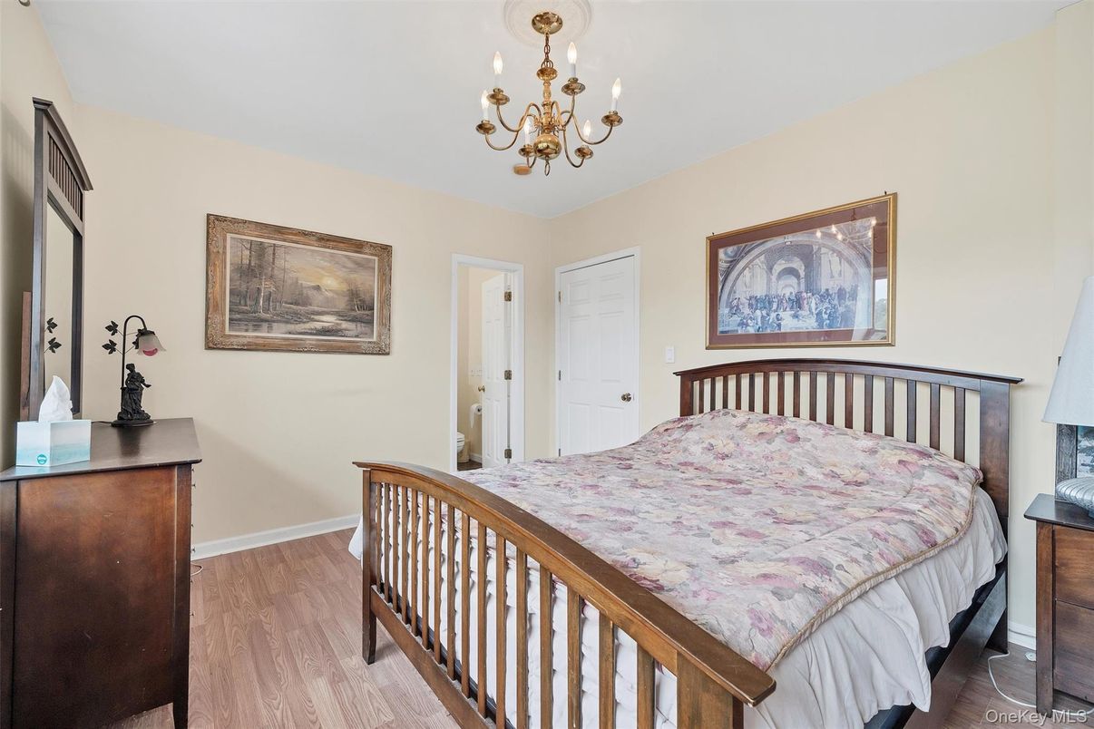 Bedroom, Chandelier, Interior, Wood Texture Flooring