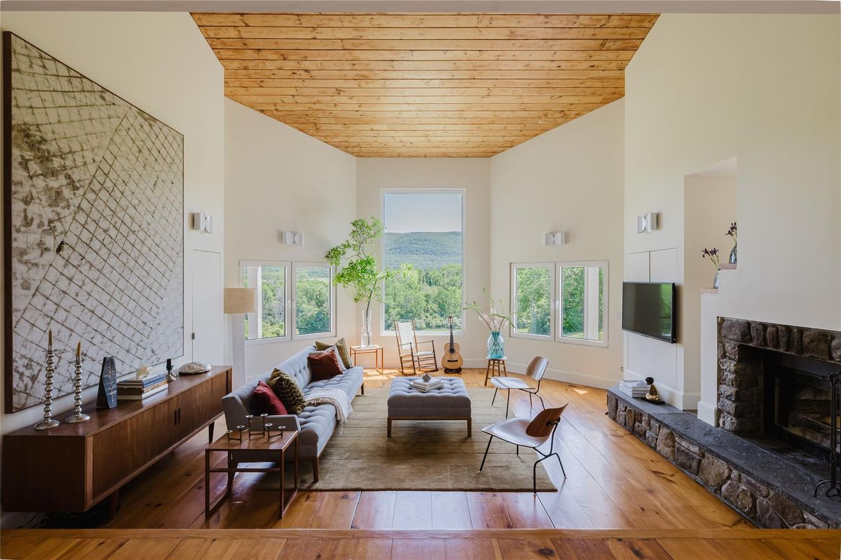 Fireplace, Interior, Living room, Wooden Ceilings, Wood Texture Flooring